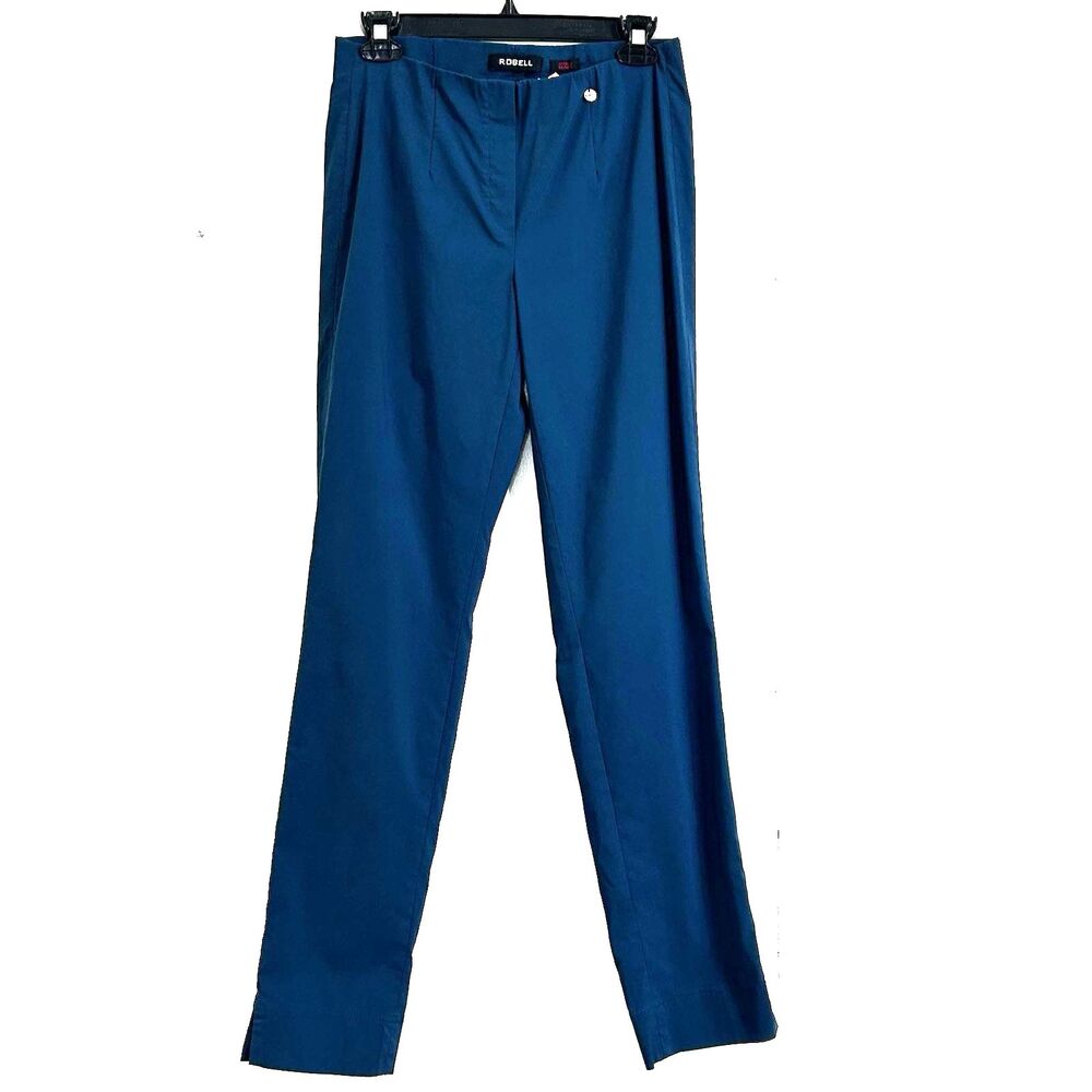 Robell Model Mare Teal Blue Pull On Ponte Pants Size 8 Skinny Leg Pants Mid-Rise